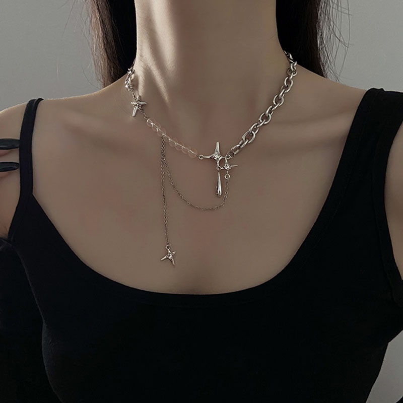 Dây Chuyền Mặt Hình Thánh Giá Đính Đá Zircon Phong Cách Hip Hop Punk Hàn Quốc 19A1293