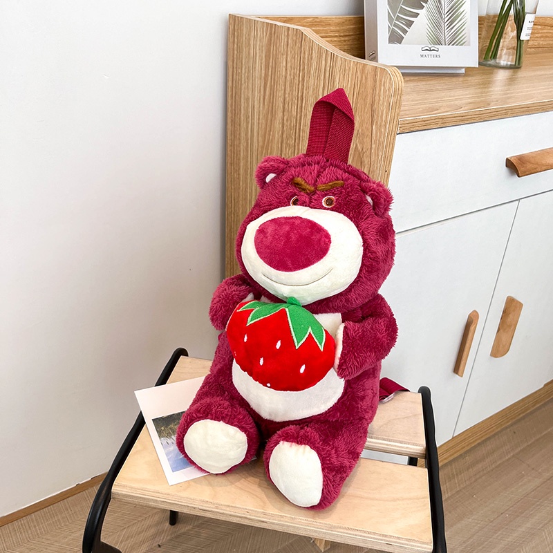 Ba Lô Đeo Vai Hình Gấu / Dâu Tây Bằng Lông Nhung Dễ Thương Xinh Xắn