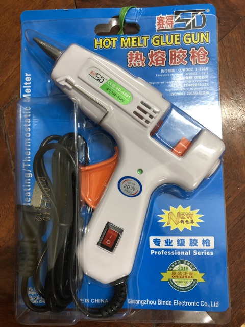 Súng bắn keo Hot melt glue gun + Tặng kèm 05 cây Keo nến 30 cm loại đẹp