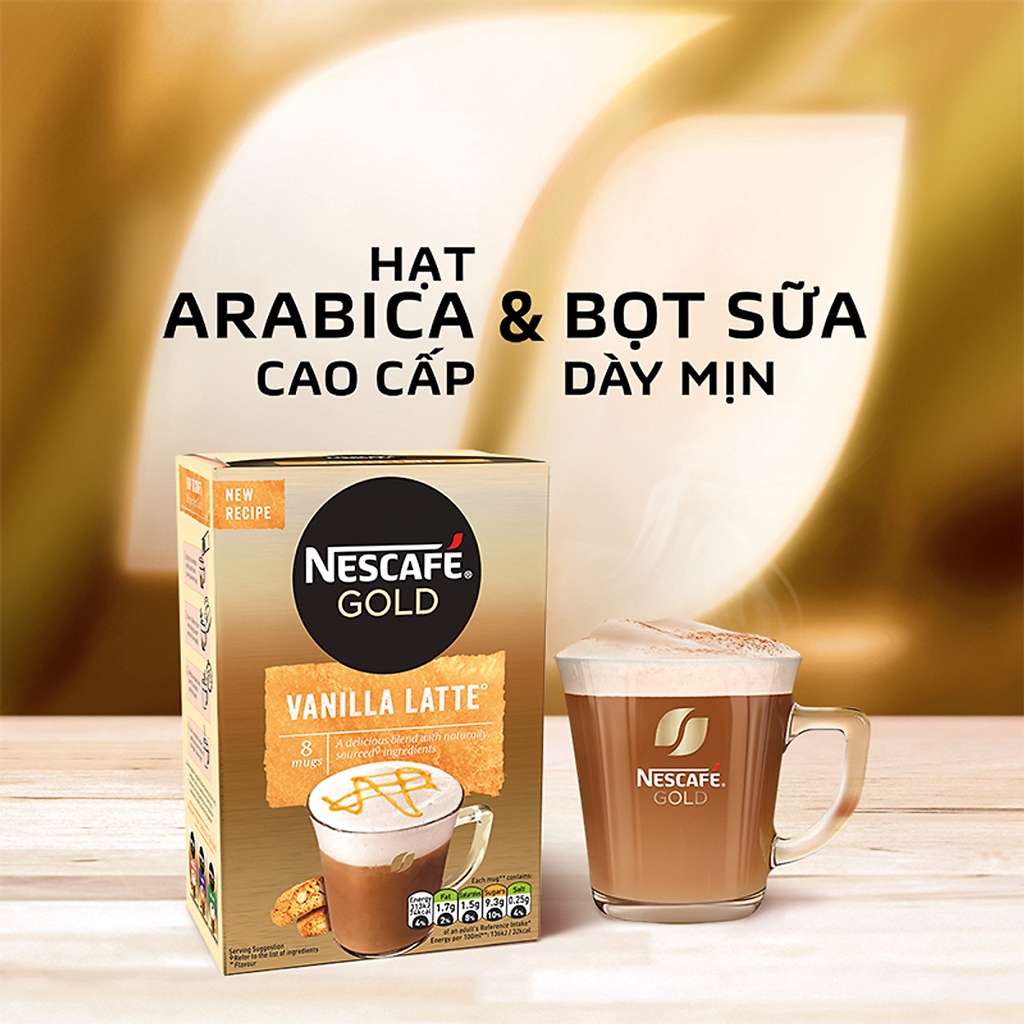 Combo 3 hộp Cà phê hòa tan cao cấp Nescafé Gold Vanilla Latte (Hộp 8 gói x 18.5g) - Nestlé