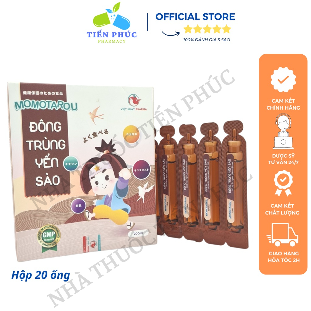 Siro Đông Trùng Yến Sào Momotarou - Giúp bé ăn ngon, tăng cường đề kháng Hộp 20 ống 10ml