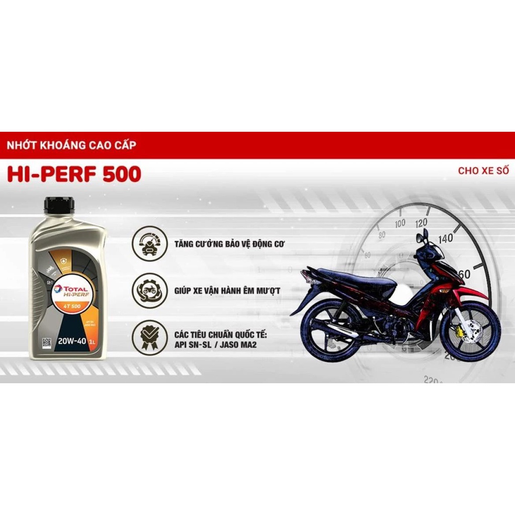 Nhớt xe máy bôi trơn động cơ TOTAL HI PERF 4T 500 20W50