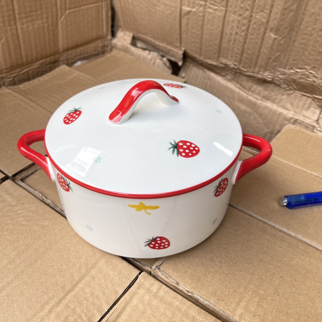(SẴN HÀNG) Nồi úp mì hình dâu và cá 1000ml