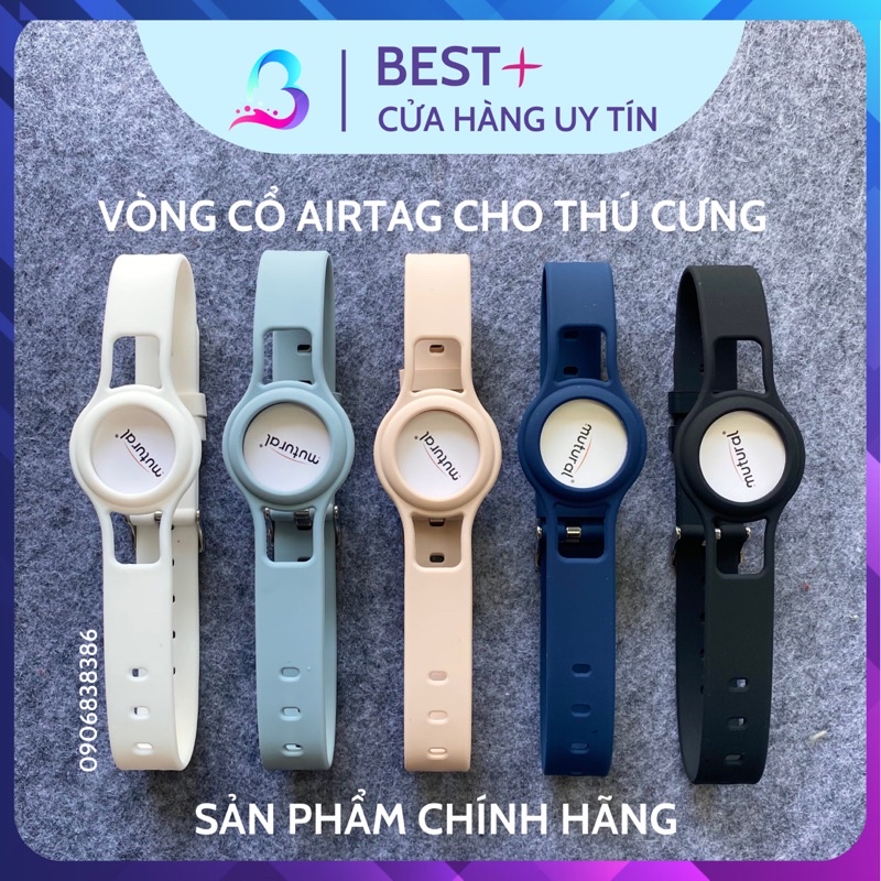 Vỏ bảo vệ Mutural cho Apple AirTag bằng silicon chất lượng kèm vòng dây đeo cổ thú cưng chống thất lạc