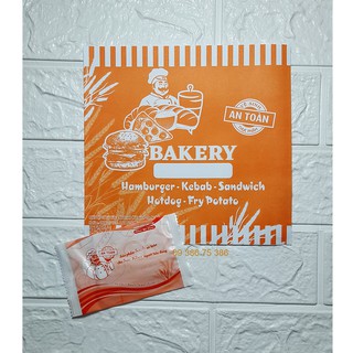 100 Túi giấy hamburger, kebab, bánh bao, sandwich + 100 khăn lạnh mini giá rẻ cho hệ thống bánh mì, thức ăn nhanh