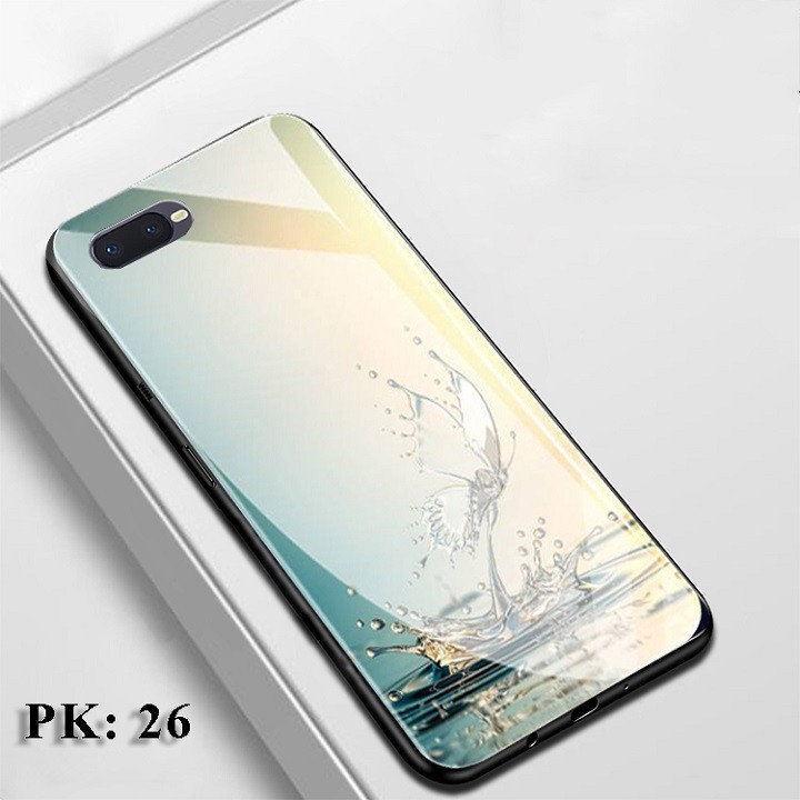 Ốp lưng điện thoại Oppo A3s đẹp, ốp lưng kính a3s in hoa 3D bảo vệ điện thoại