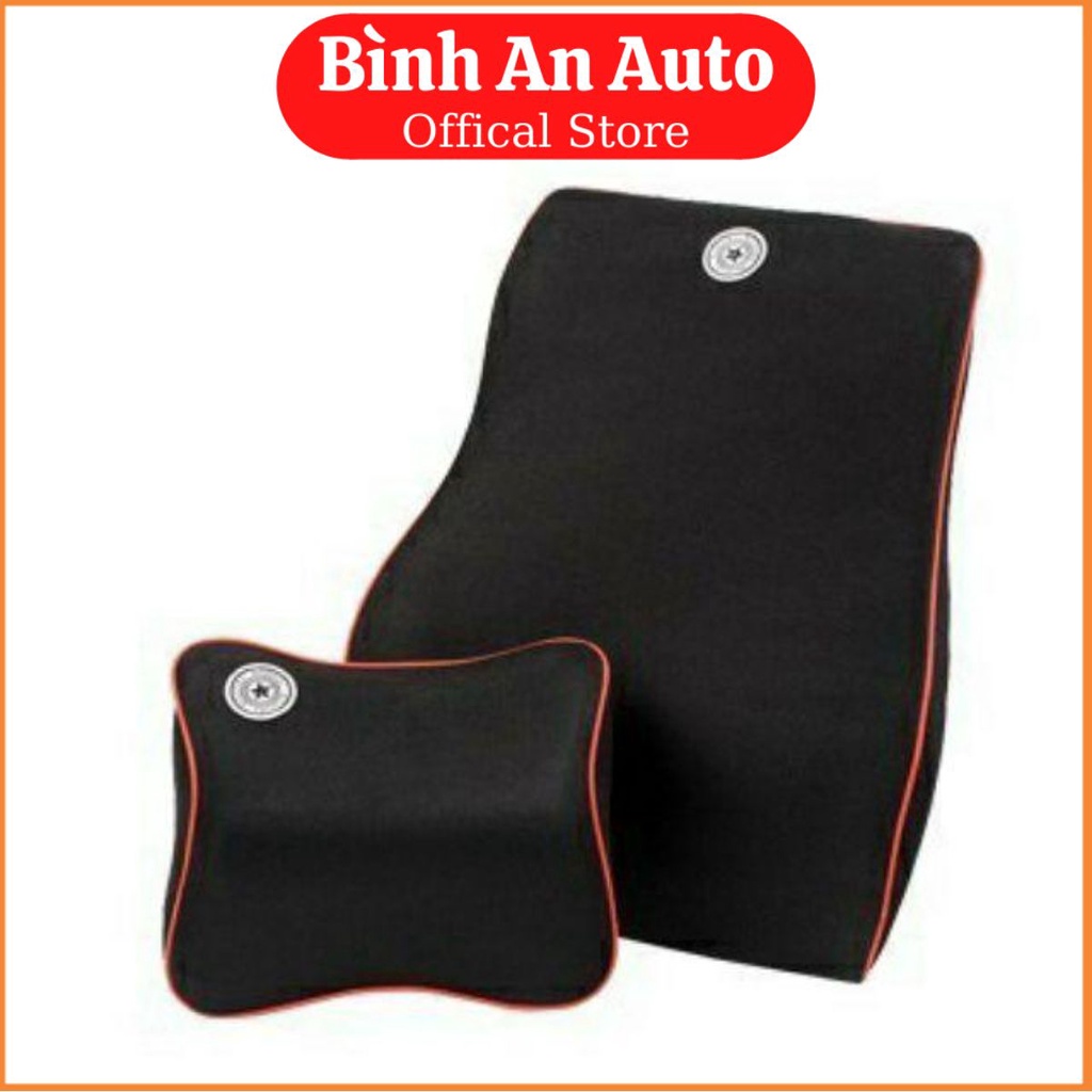 Bộ tựa lưng, gối đầu ô tô chất liệu cao su non - Bình An Auto