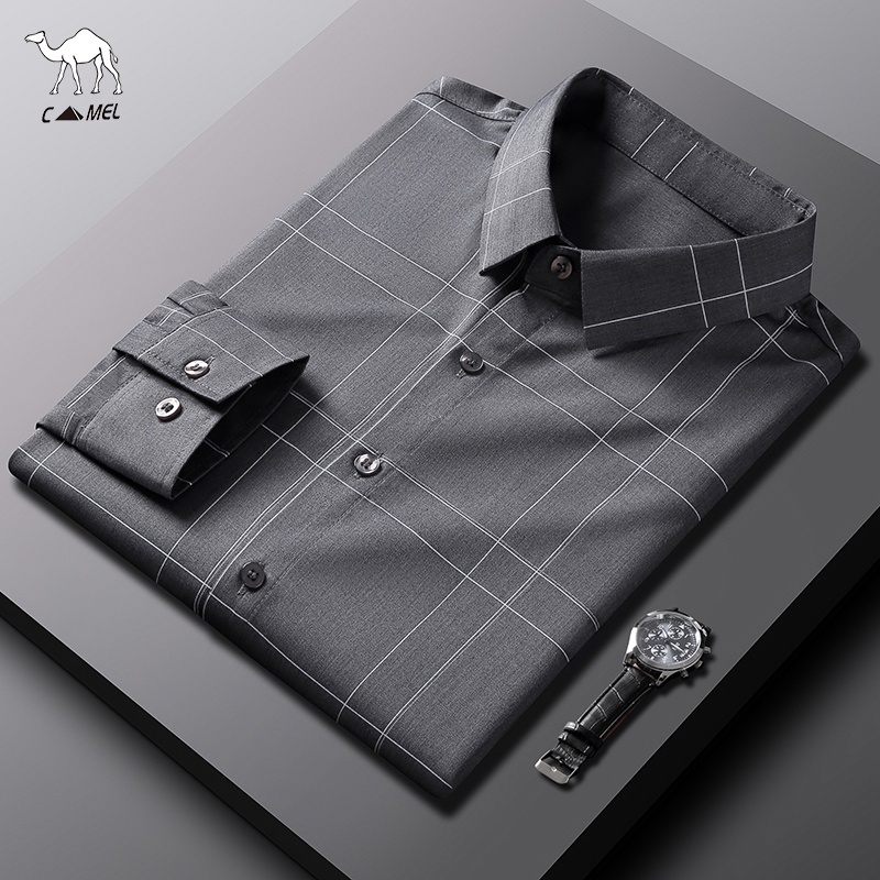 Áo sơ mi nam dài tay thời trang thường ngày, Áo sơ mi in chữ thoải mái và thoáng khí, Áo sơ mi nam dài tay