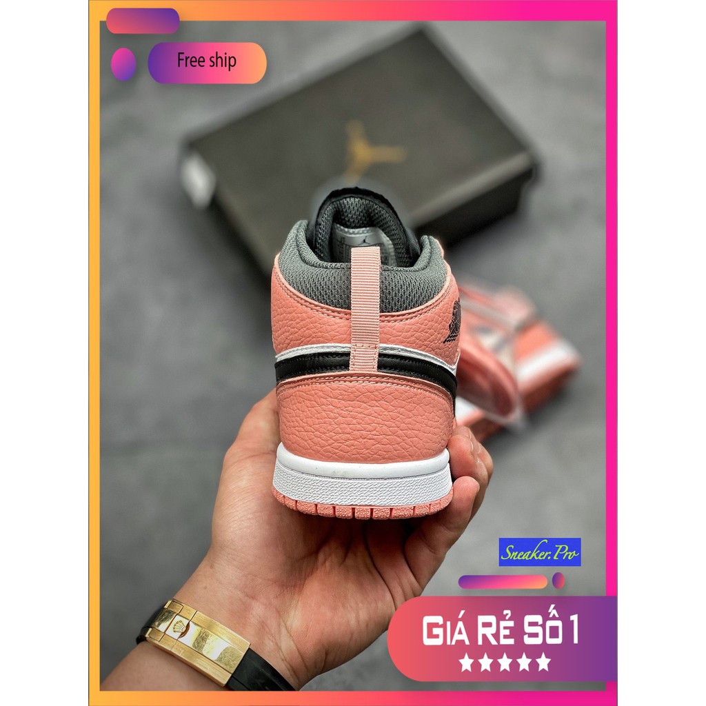(FULL BOX + QUÀ TẶNG) Giày thể thao Air Jordan 1 Mid Pink Quartz (GS) cổ cao siêu phong cách dành cho nam và nữ | BigBuy360 - bigbuy360.vn