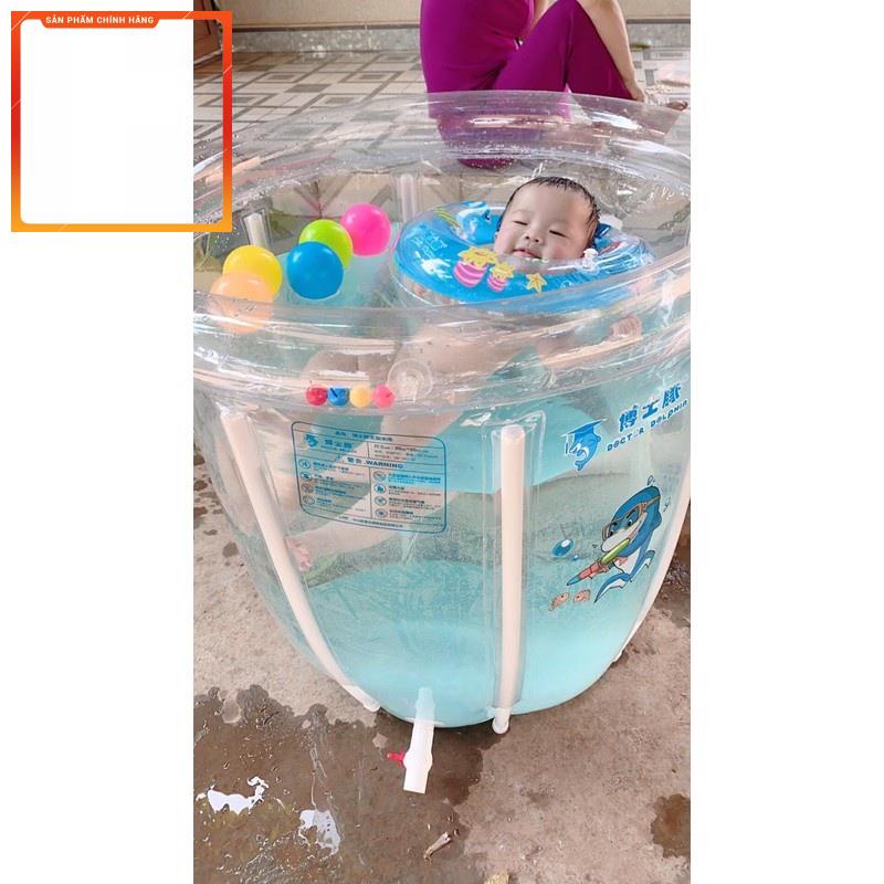 Bể bơi thành cao Doctor Dolphin loại 1 kích thước 80x80cm tặng kèm phao cổ, bơm tay, miếng vá. hàng full box loại 1.