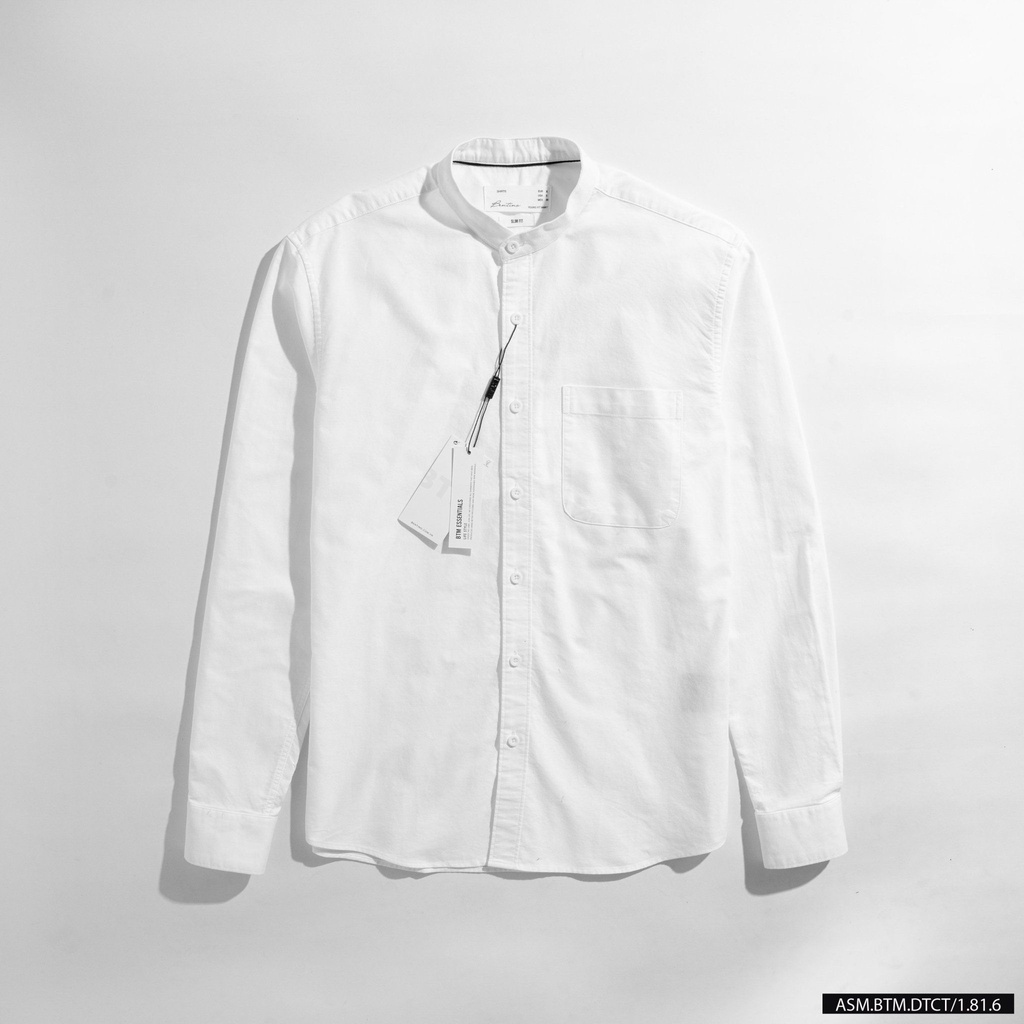 Áo sơ mi nam cổ trụ dài tay BT,Form slimfit chất vải oxford thấm hút mồ hôi,Hàng VNXK