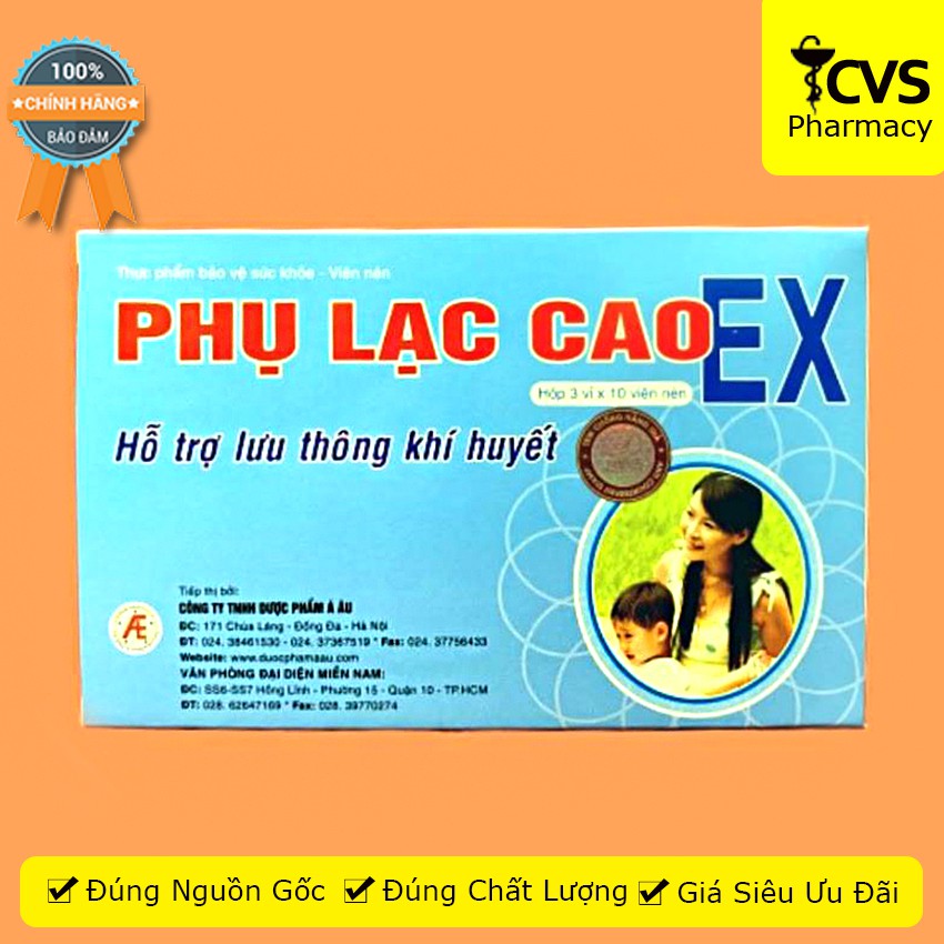 Phụ Lạc Cao EX - Hộp 30 viên uống Hỗ trợ giảm đau bụng kinh, bế kinh và kinh nguyệt không đều - cvspharmacy