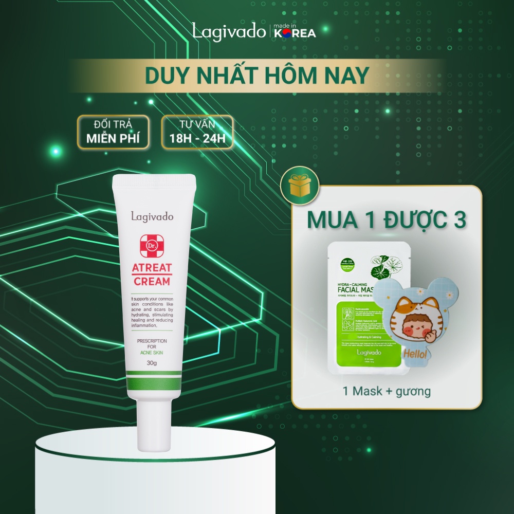 Kem giảm mụn, ngăn ngừa thâm sẹo và mụn tái phát Hàn Quốc Lagivado Dr. Atreat Cream 30 ml