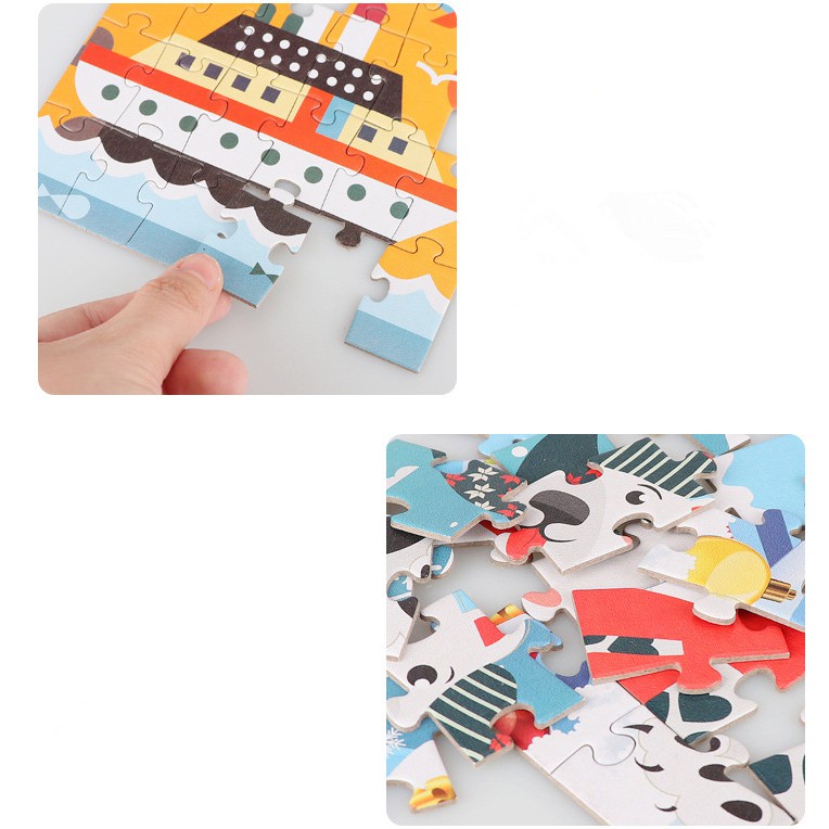 Bảng xếp hình mini ZHAN QI TOYS bằng gỗ hình hoạt hình gồm 24 mảnh có kích thước 9x9 cho bé