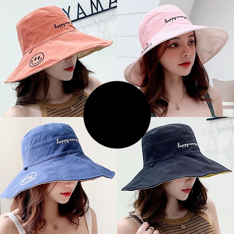 Mũ Tai Bèo Chống Tia Uv Họa Tiết Mặt Cười Xinh Xắn Thời Trang