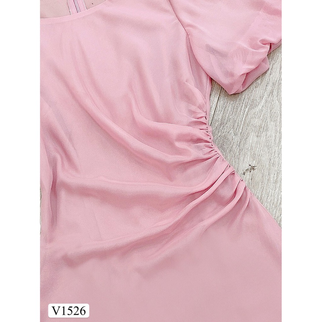 Váy hồng tay bồng nhún eo V1526 - Đẹp Shop DVC (Kèm ảnh thật trải sàn do shop tự chụp) | BigBuy360 - bigbuy360.vn