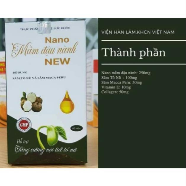 NANO MẦM ĐẬU NÀNH NEW – Giúp tăng cường nội tiết tố nữ hiệu quả-nhanh chóng, tăng vòng 1, giảm bốc hoả (60 VIÊN)