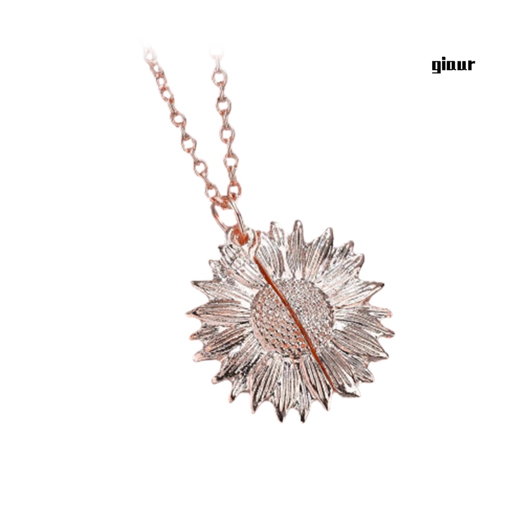 GIAUR Women Fashion Jewelry Open Locket Sunflower Pendant Clavicle Chain Necklace