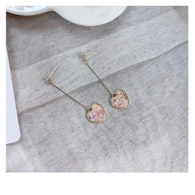 Hoa tai trái tim đa sắc màu bạc 925