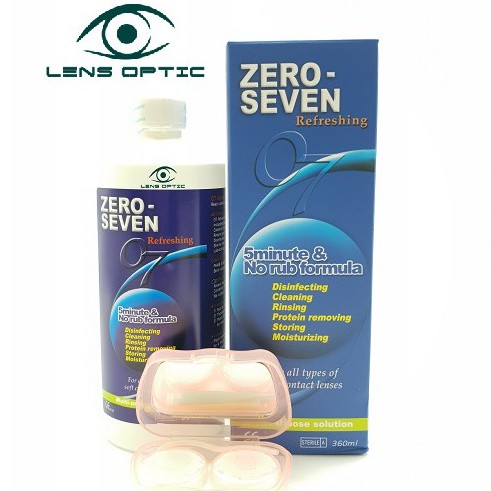 Nước ngâm lens Zero Seven 360ml, nước rửa kính áp tròng - Lens Optic