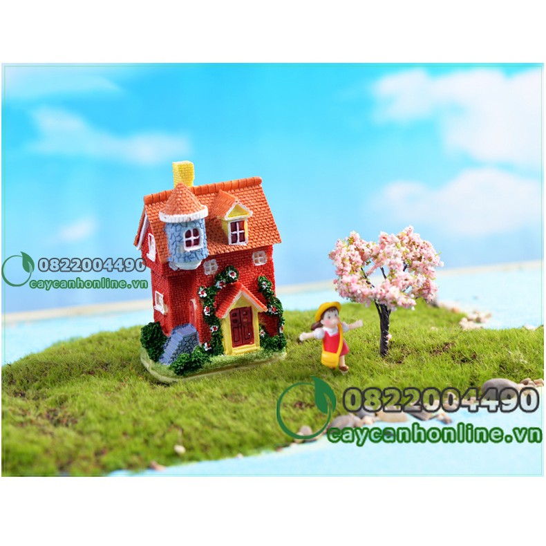 Mô hình nhà biệt thự 2 tầng, phụ kiện tiểu cảnh, trang trí để bàn