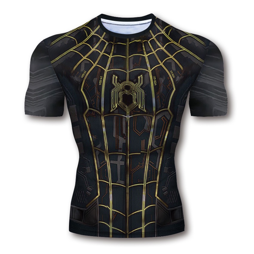 Áo thun thể thao HUQISHA ôm dáng in họa tiết 3d Spider-Man thời trang mới