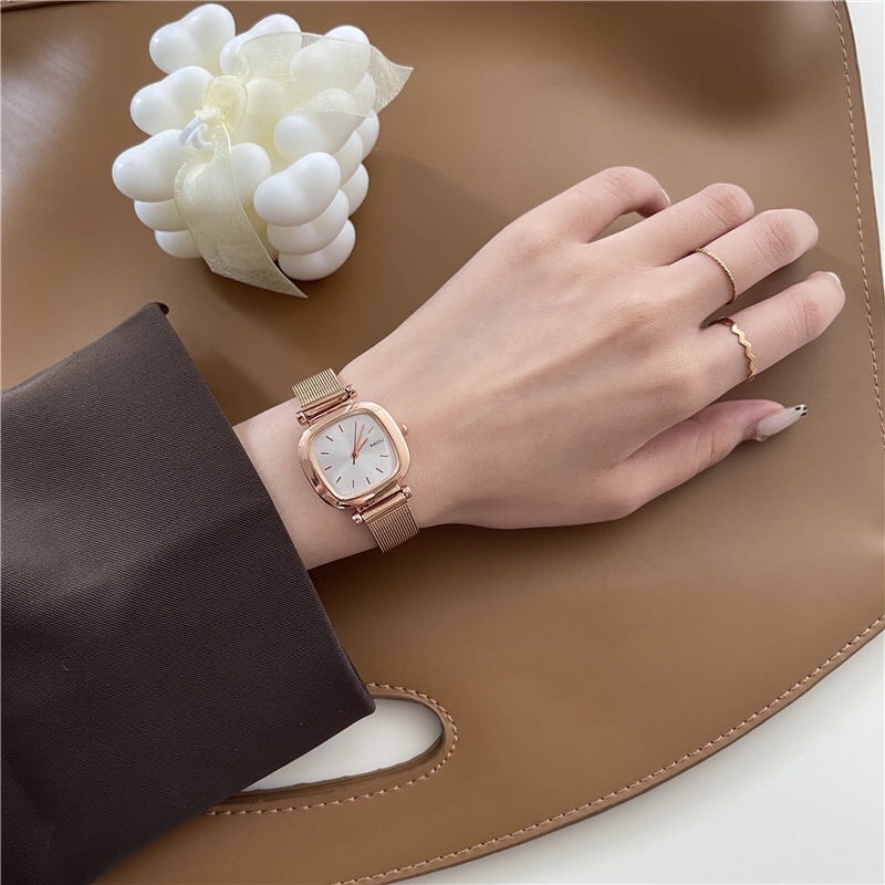 Đồng hồ nữ mặt vuông nhỏ 24mm dây kim loại SULASAN đẹp sang trọng