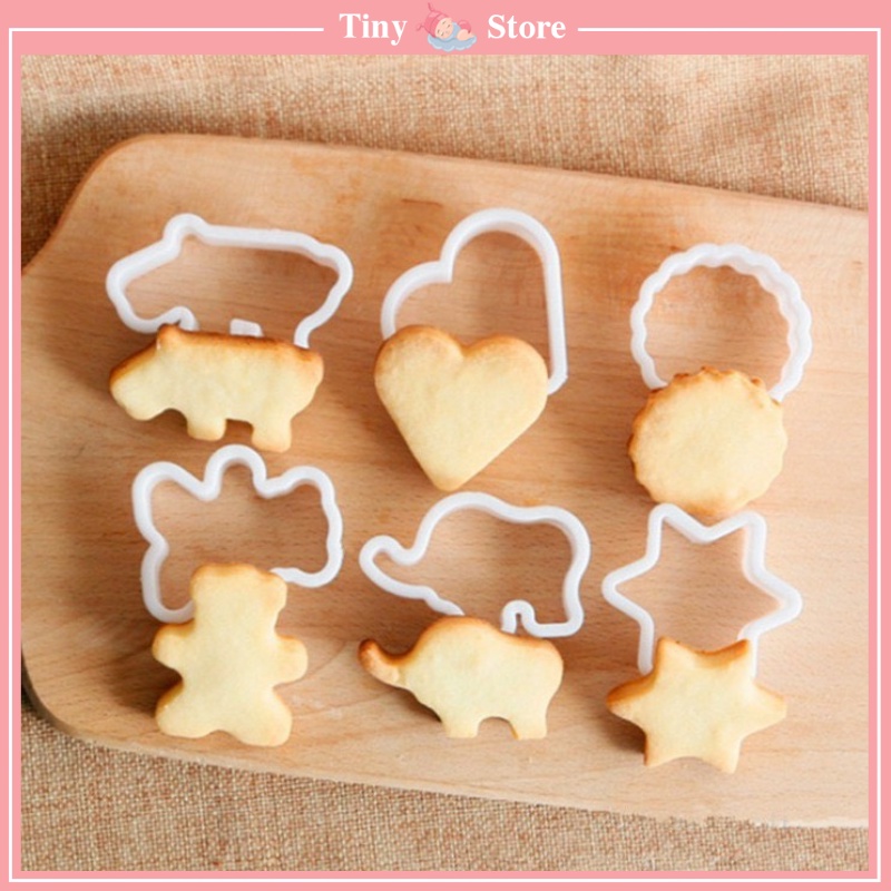 Khuôn Nhấn Bánh Quy, Khuôn Cutter Tạo Hình Bánh Cookies 6 con vật