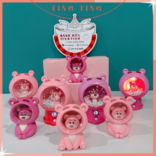 Đèn ngủ để bàn hình gấu Lotso dễ thương sử dụng pin tiện lợi, Đèn trang trí phòng ngủ lạ mắt xinh xắn _ TingTing