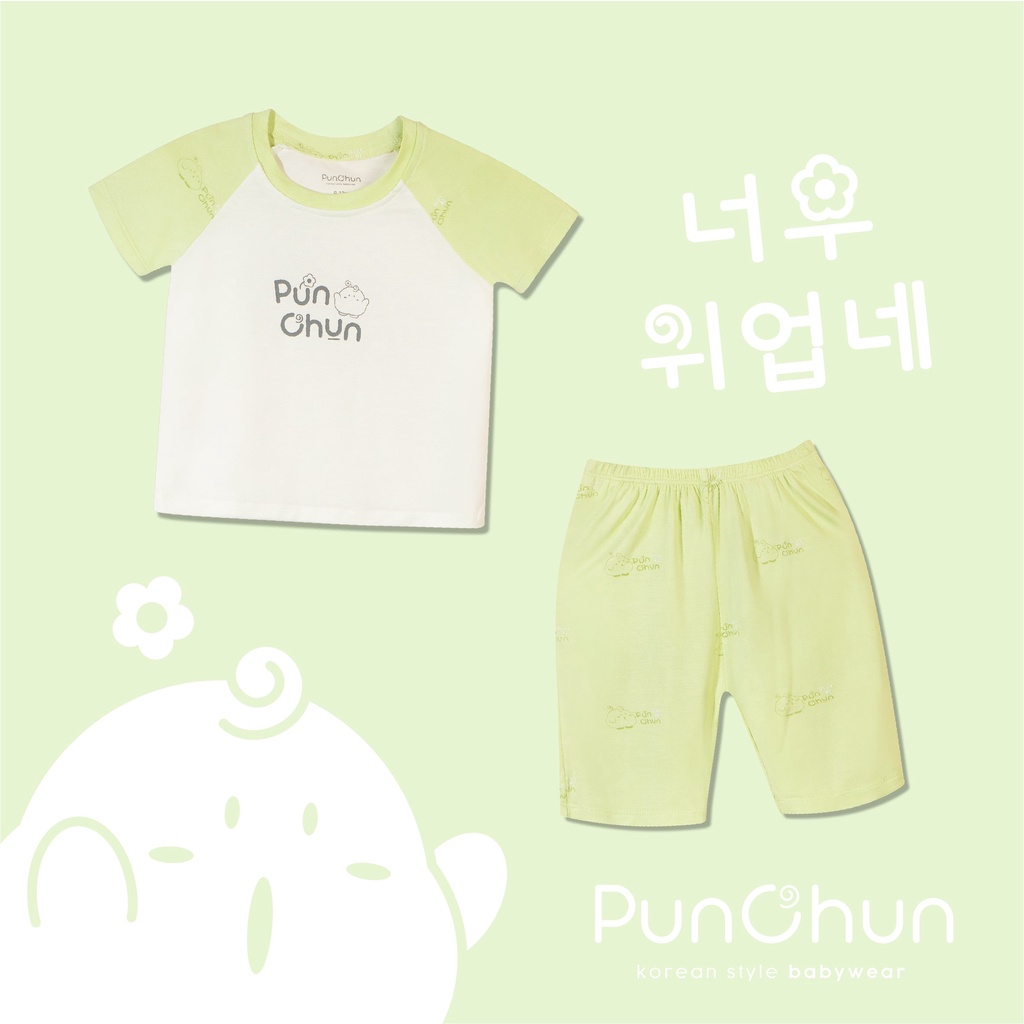 Bộ áo côc tay quàn đùi raglan coton trẻ em Punchun