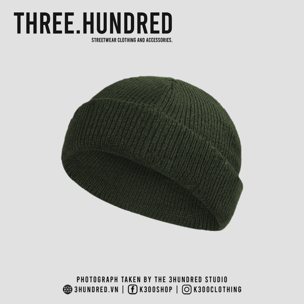 Nón Len Beanie Đen Rách Phối Khuyên Basic Dệt Kim Co Giãn Tốt Unisex Phong Cách Hàn Quốc