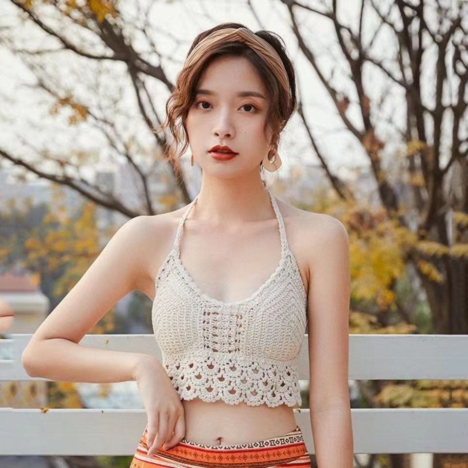 Bikini đi biển /áo không tay/đồ bơi nữ len móc kín đáo cao cấp váy bơi nữ