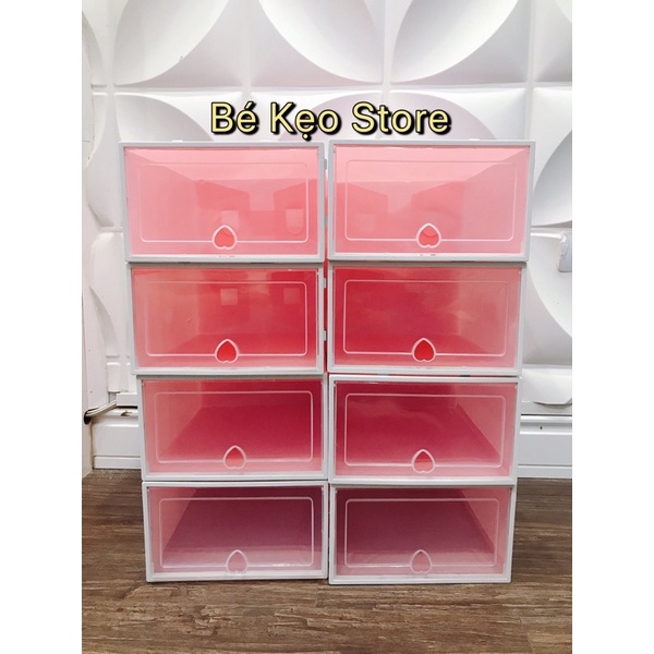 Combo 2 hộp đựng giày nắp nhựa cứng, tủ đựng giày dép thông minh, tiện lợi size lớn