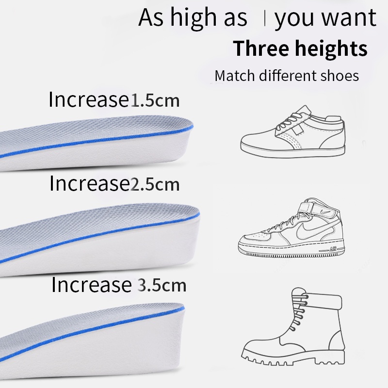 Hàng Có Sẵn! Ultra Đế Lót Giày Tăng Chiều Cao 1-3.5cm Bằng Polyester Siêu Mỏng Thoáng Khí Thoải Mái