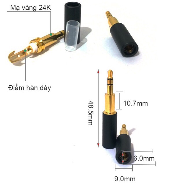 Jack 3.5 phone cao cấp đồng mạ vàng 24k nhập khẩu Taiwan. MỚI VỀ 2022