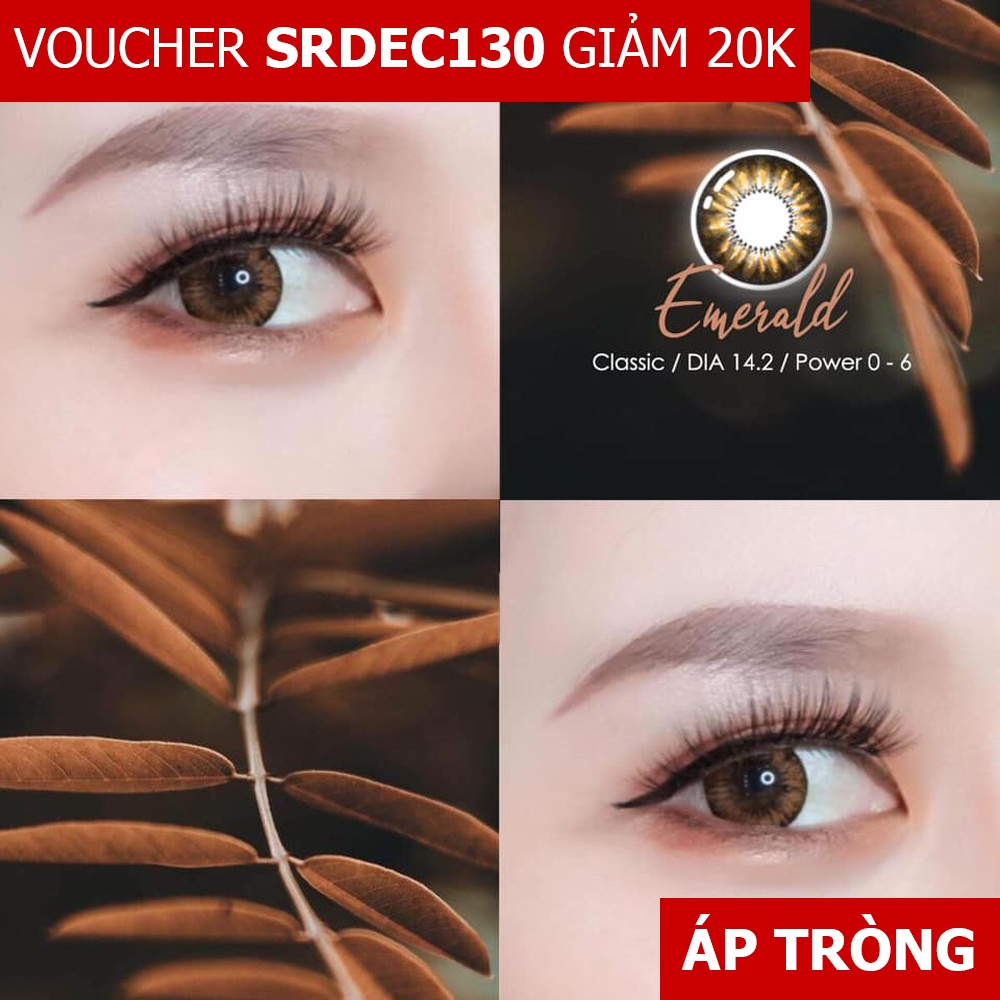 [NHẬP SRDEC130 GIẢM 20K] Lens màu nâu Emerald Brown (Cận 0-6) - Kính áp tròng Giãn nhỏ cho mắt nhảy cảm (GDia 14.0)