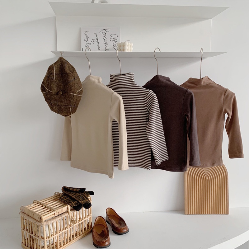 Áo cổ cao trơn chất mịn Hàn Quốc cho bé gái bé trai size 80-120