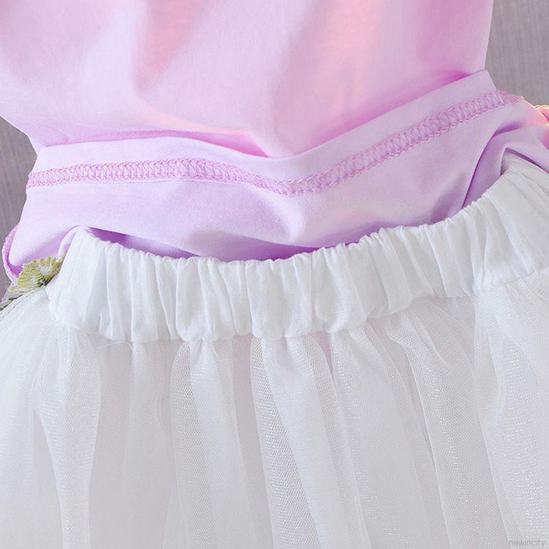 Bộ áo thun tay ngắn chân váy ren xòe ngắn dễ thương đáng yêu dành cho bé gái