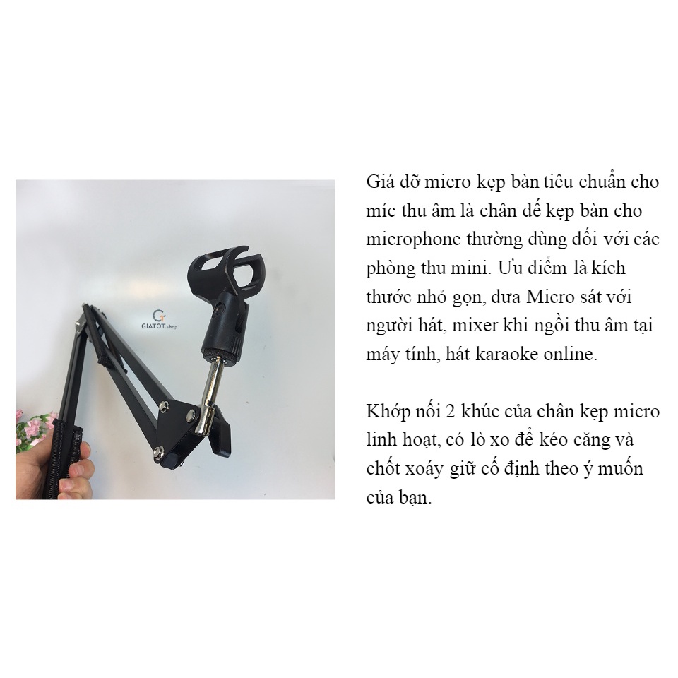 Chân Mic kẹp bàn tiêu chuẩn micro thu âm( dành cho phòng thu)