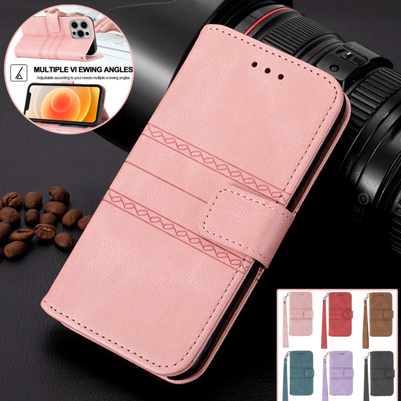 Ốp Điện Thoại Da Gấp Có Ngăn Đựng Thẻ Cho OPPO Realme Narzo 20 30A C35 C21 C15 C25 C25S C12 7i 8 9 Pro Plus