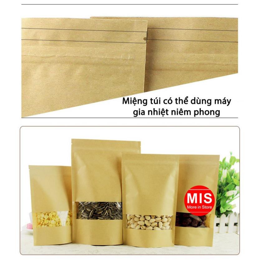 [RẺ NHẤT SHOPEE] 100 cái 20*30+4cm Túi giấy Kraft cửa sổ kiếng miệng zip chuyên đựng thực phẩm chất lượng cao