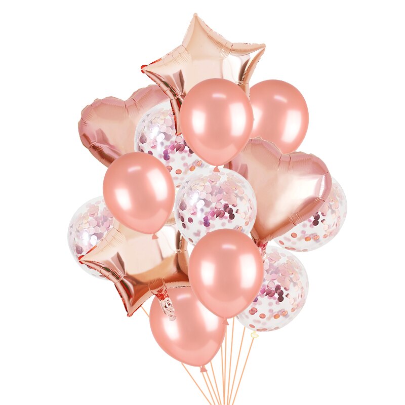 Set 14 bong bóng latex hình ngôi sao/trái tim 18inch/12inch trang trí tiệc cưới/sinh nhật