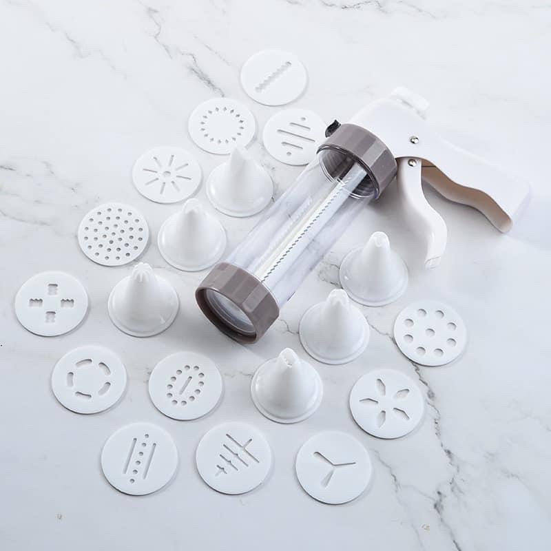 SÚNG LÀM BÁNH KÈM KHUÔN 20 CHI TIẾT TẠO HÌNH CỰC ĐẸP( KHUÔN LÀM BÁNH KÈM SÚNG)