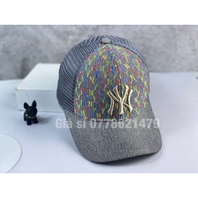 [Mã FAMARAL2 giảm 10K đơn 50K]Mũ kết lưỡi trai phối lưới thêu chữ NY màu nhỏ phong cách thời trang