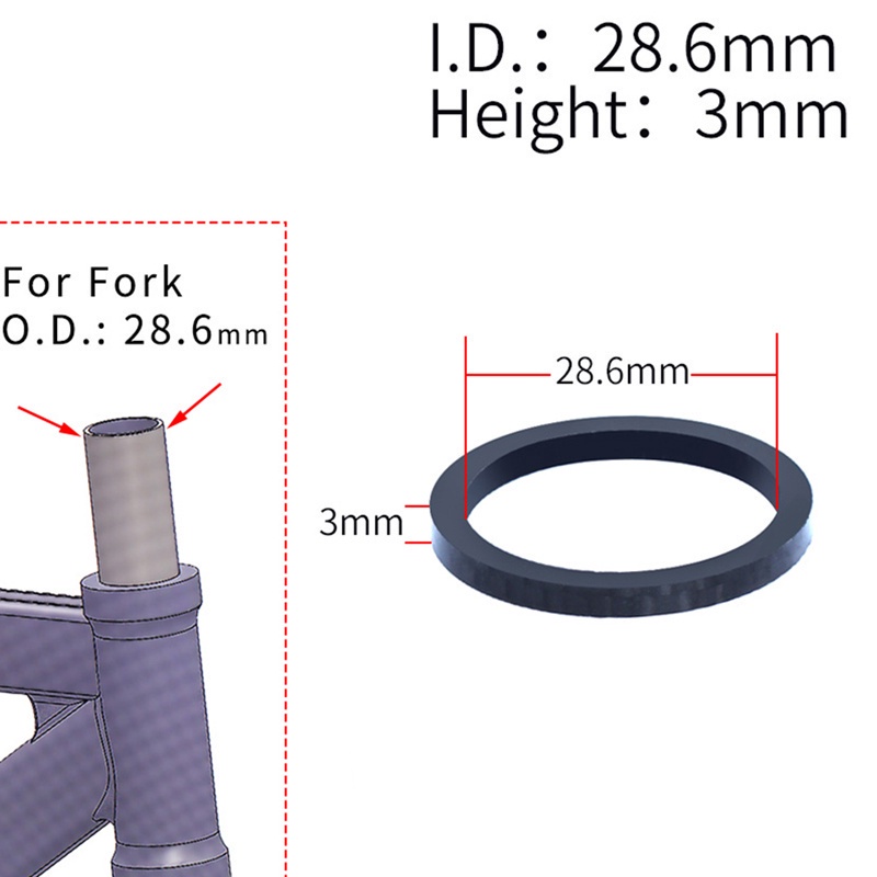 Vòng Đệm Phuộc Trước Bằng Sợi Carbon 28.6mm OD2 Chuyên Dụng Cho Xe Đạp Leo Núi