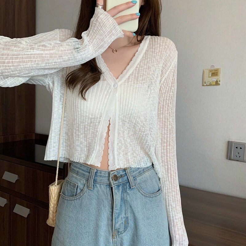 [Mã FAMARAL2 giảm 10K đơn 50K] Áo Khoác Cardigan nữ tay dài mỏng sexy cực chất cá tính