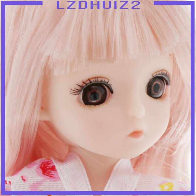 Les Fleurs 16cm BJD Doll 13 Ball Jointed Girl Eyes Face Makeup Wig Clothes Style1