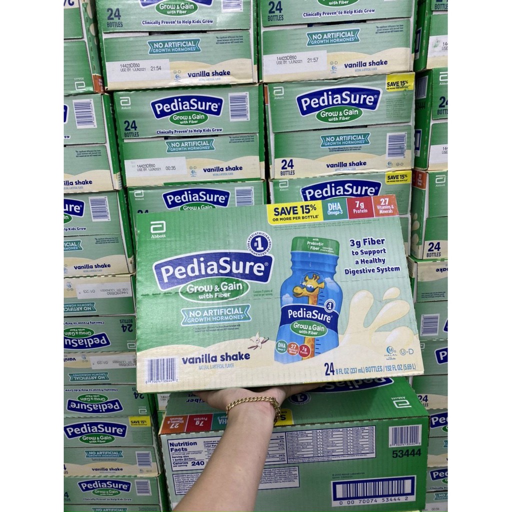 PEDIASURE NƯỚC GROW&GAIN SHAKE VANI DÂU SOCOLA FIBER CHẤT XƠ 237ML DATE MỚI