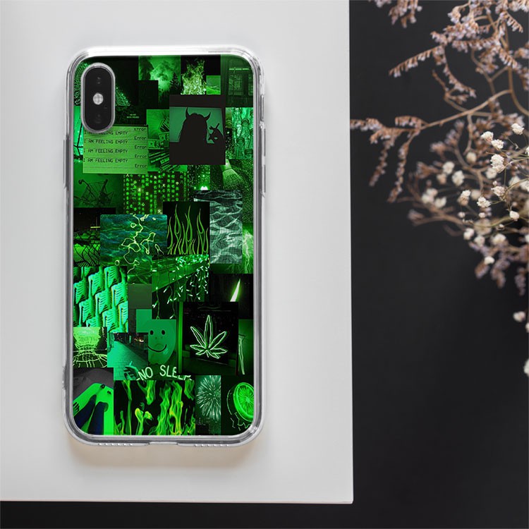 Ốp Lưng Green NO SLEEPING Neon LIGHT cho Iphone 5 6 7 8 Plus 11 12 Pro Max X Xr PAP20210272