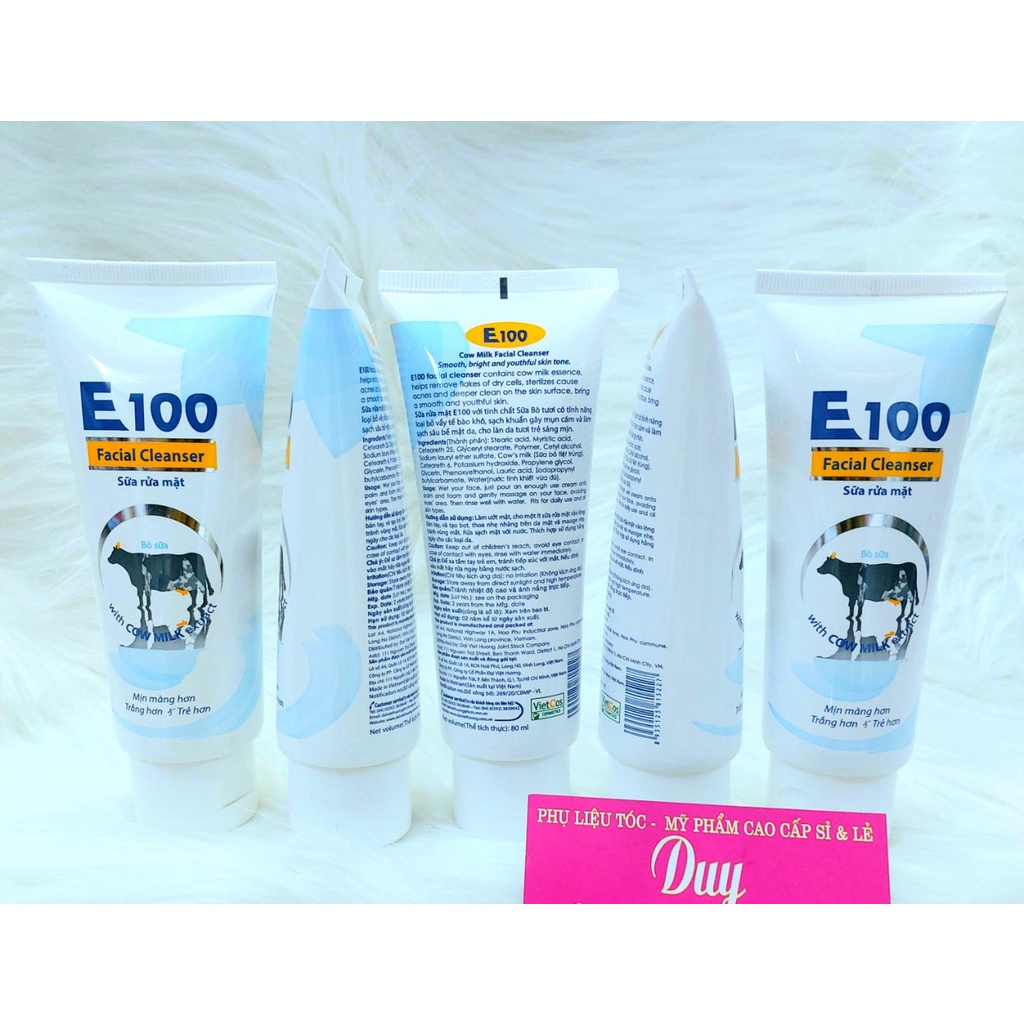 Sữa Rửa Mặt E100 100g - 80g - Nghệ - Bò - Nha Đam Cho Làn Da Sạch Và Sáng Mịn - Hàng Công Ty Loại 1